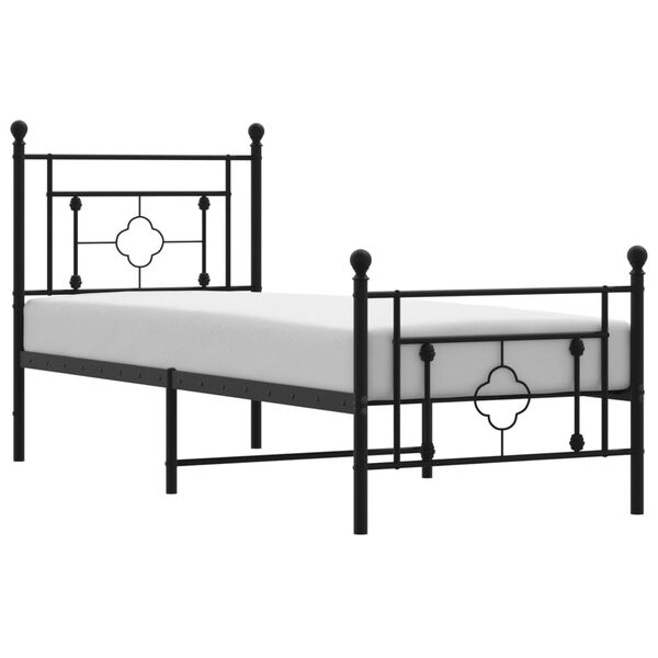 vidaXL Bed Frame Black Powder-Coated Steel Small Single Durable