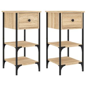 vidaXL Bedside Cabinet Set of 2 Sonoma Oak Engineered wood Medium