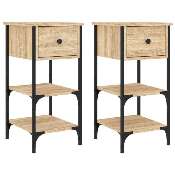 vidaXL Bedside Cabinet Set of 2 Sonoma Oak Engineered wood Medium