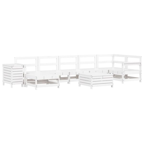 vidaXL Garden Sofa Set White Solid Pine Wood, Plywood Large Modular