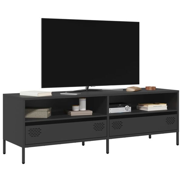 vidaXL TV Cabinet Black Cold-rolled steel Standard Adjustable Feet