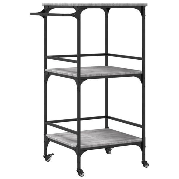 vidaXL Kitchen Trolley Gray Sonoma 23.8"x19.7"x41.3" Engineered Wood