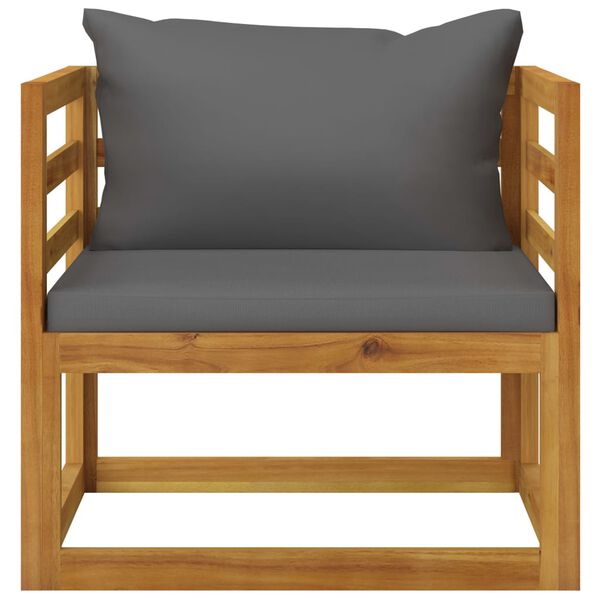 vidaXL Wooden Chair Dark Grey, Natural Wood Solid Acacia Wood Standard