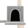 vidaXL Cat Tree Light Grey Engineered Wood, Plush, Sisal