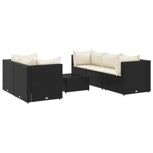vidaXL Patio Lounge Set Set of 5 Black, Cream White
