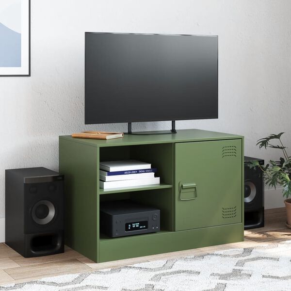 vidaXL TV Cabinet Olive Green Cold-Rolled Steel Medium TV Cabinet