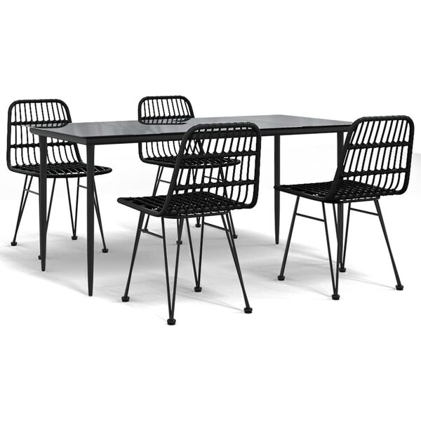 vidaXL Garden Dining Set Black Steel 5 Piece Set Durable