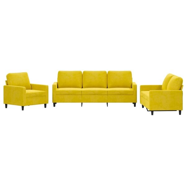 vidaXL Sofa Set Yellow Velvet (100% polyester), metal, textilene, plywood
