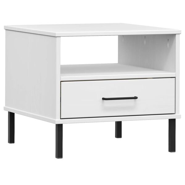 vidaXL Bedside Table White Solid Pine Wood 19.7 x 19.7 x 17.7 in Drawers