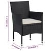vidaXL Garden Dining Chair Set of 2 Black Poly rattan, powder-coated steel