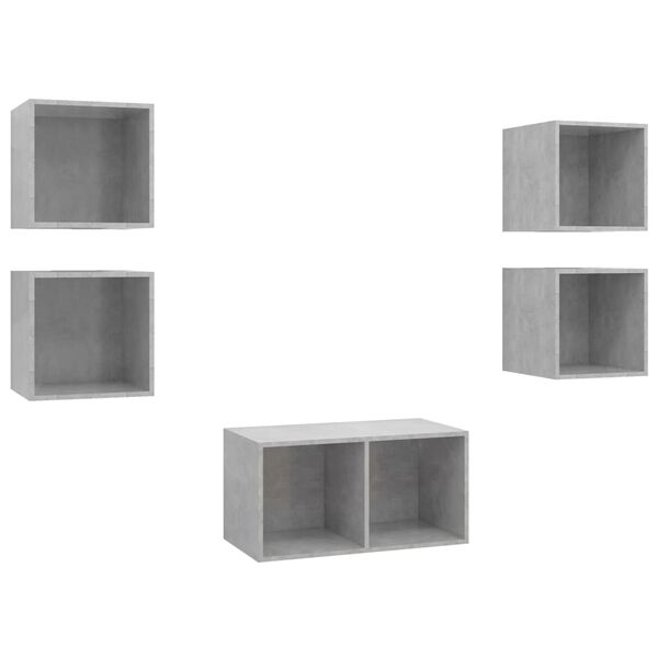 vidaXL TV Cabinet Set Concrete Grey Engineered Wood