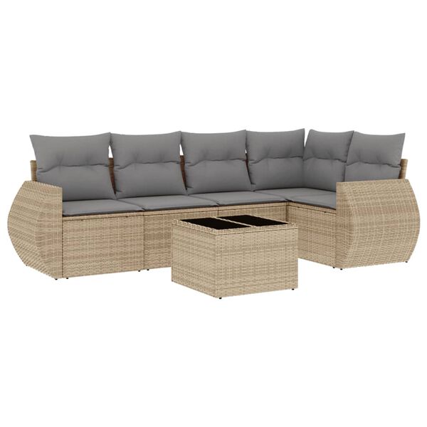 vidaXL Garden Sofa Set Beige Poly Rattan Large Modular Garden Sofa Set