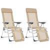 vidaXL Folding Camping Chairs 2 pcs with Footrest Cream Aluminum