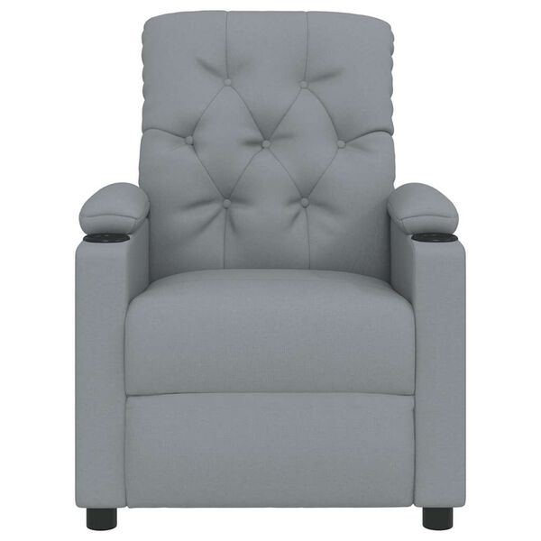 vidaXL Recliner Chair Light Gray 100% Polyester Fabric, Wood, and Metal