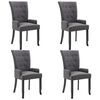 vidaXL Dining Chair Set of 4 Dark Gray Polyester, Oak Wood Standard