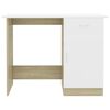 vidaXL Desk White and Sonoma Oak Engineered Wood Medium Desk