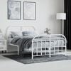 vidaXL Bed Frame White Powder-Coated Steel Small Double Bed Frame