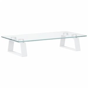 vidaXL Monitor Stand White 15.7"x7.9"x3.1" Tempered Glass and Metal