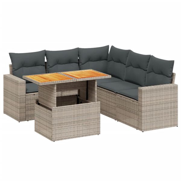 vidaXL Garden Sofa Set Grey PE rattan Large Adjustable Armrests