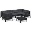 vidaXL Garden Lounge Set Black Solid Pine Wood 7-piece set Modular