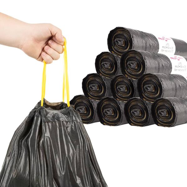 vidaXL Bin Bags with Drawstrings 150 pcs Black 63.4 gal