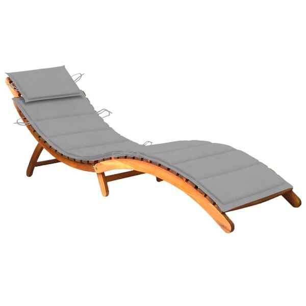 vidaXL Sunlounger Wooden Solid Acacia wood Standard Foldable