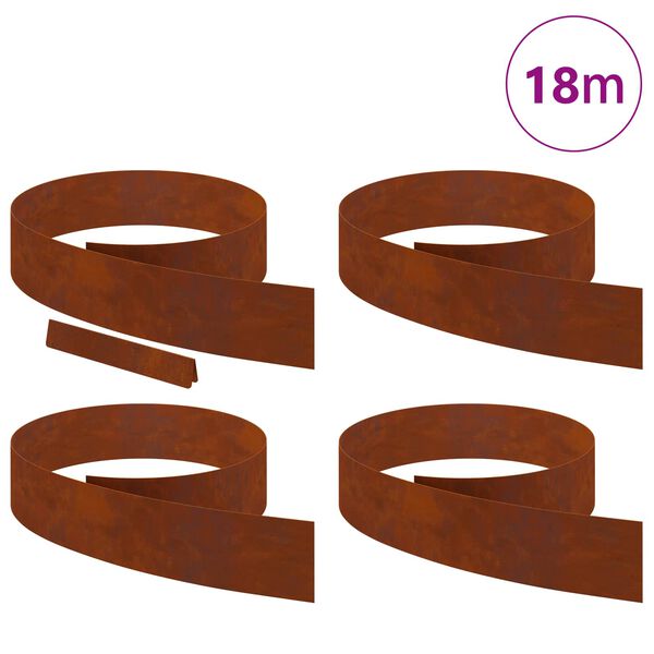 vidaXL Lawn Edging 4 pcs Rusty 450 x 0.05 x 15 cm Weathering Steel