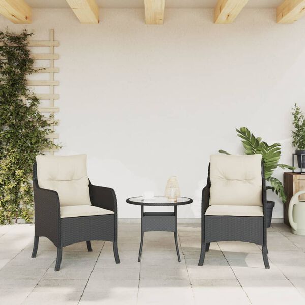 vidaXL Garden Chair Set of 2 Black PE Rattan Standard Removable Covers