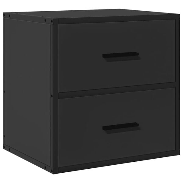 vidaXL Wall-mounted Bedside Cabinet Black Engineered wood Standard