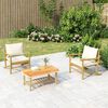 vidaXL Garden Chair Cream Cushions Bamboo, Polyester, Foam, PP Cotton