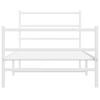 vidaXL Bed Frame White Powder-Coated Steel Twin Bed Frame Rectangular