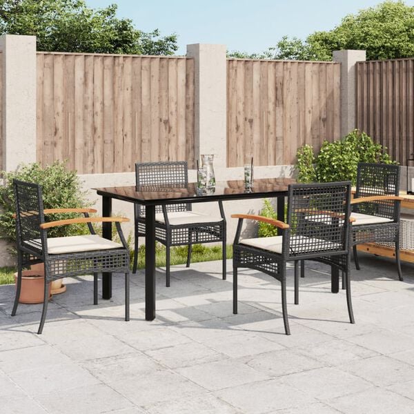 vidaXL Garden Dining Set Black PE rattan Five-piece set