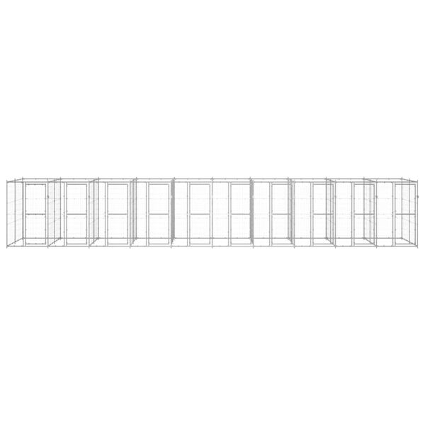 vidaXL Dog Kennel Silver Galvanized Steel 261.3 sq ft Dog Kennel