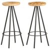 vidaXL Bar Stool Set of 2 Brown and black Rough mango wood, iron