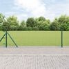 vidaXL Fence Posts Manual 7 pcs Green Ø32mm 70 cm Galvanized steel