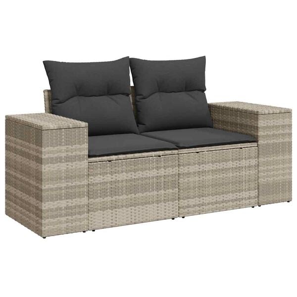 vidaXL Garden Sofa Set Light Grey PE Rattan Large Modular