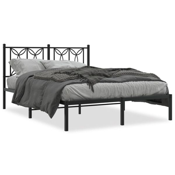 vidaXL Bed Frame Black Steel Full Bed Frame Rectangular Modern