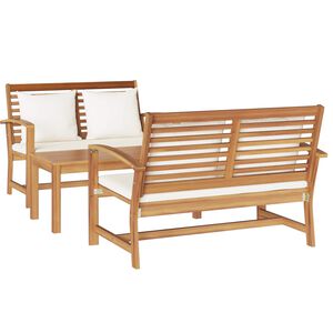 vidaXL Garden Sofa Set 3 pcs Natural Solid Teak Wood