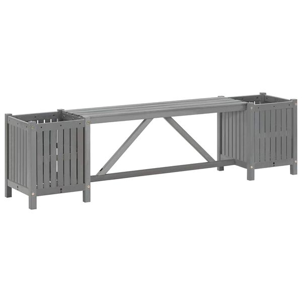 vidaXL Garden Bench Grey Solid acacia wood 59 in Planters Garden Bench