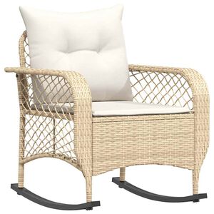 vidaXL Garden Rocking Chair Beige Poly Rattan Standard Removable Covers