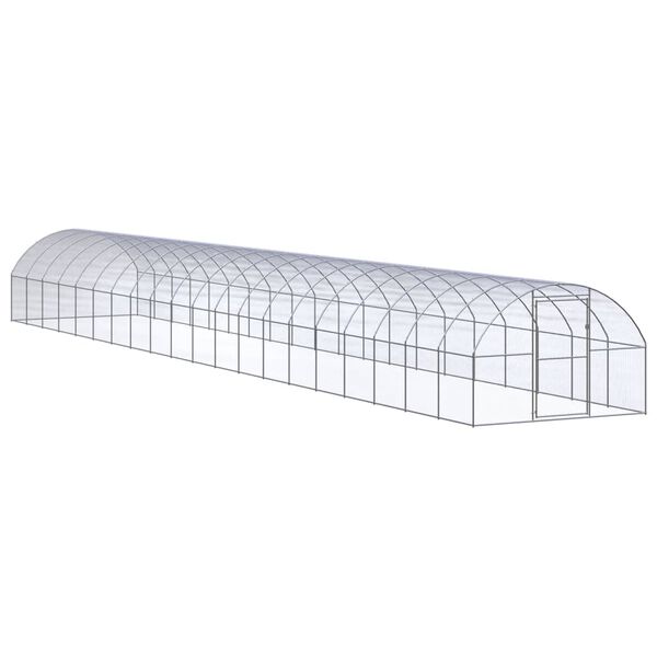 vidaXL Chicken Coop Silver Galvanized Steel 9.8x65.6x6.6 ft Durable