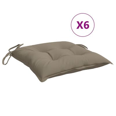 vidaXL Chair Cushions 6 pcs Taupe 15.7x15.7"x2.8" Fabric"