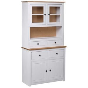 vidaXL Highboard White and natural Solid pine wood Standard Storage