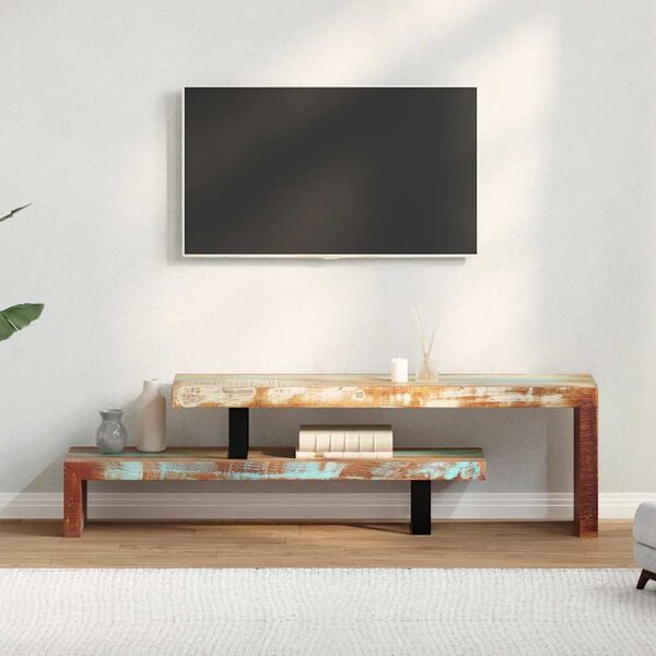 vidaXL TV Stand Multicolour Solid Reclaimed Wood Medium