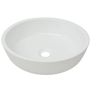 vidaXL Basin Round Ceramic White 16.5"x4.7"