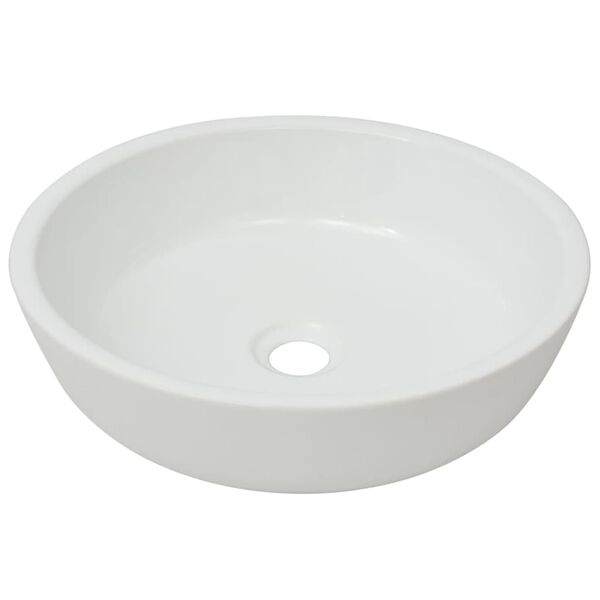 vidaXL Basin Round Ceramic White 16.5"x4.7"