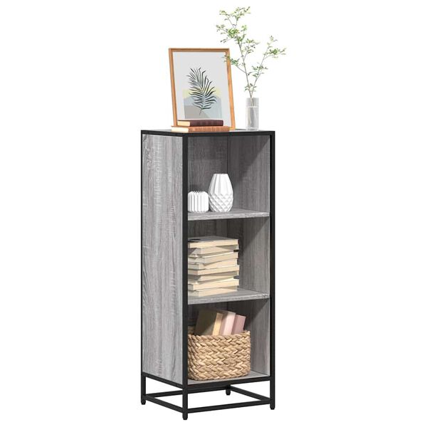 vidaXL Book Cabinet Grey Sonoma Engineered Wood, Metal Medium