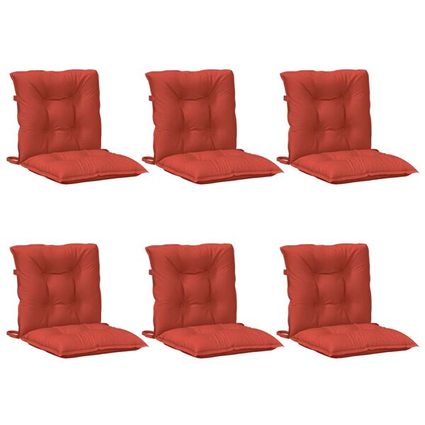 vidaXL Lowback Chair Cushion Set of 6 Melange red