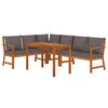 vidaXL Patio Dining Set Natural wood and Dark Gray Solid Acacia Wood, Fabric