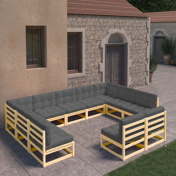 vidaXL Garden Lounge Set Natural Wood Solid Pinewood Large Modular